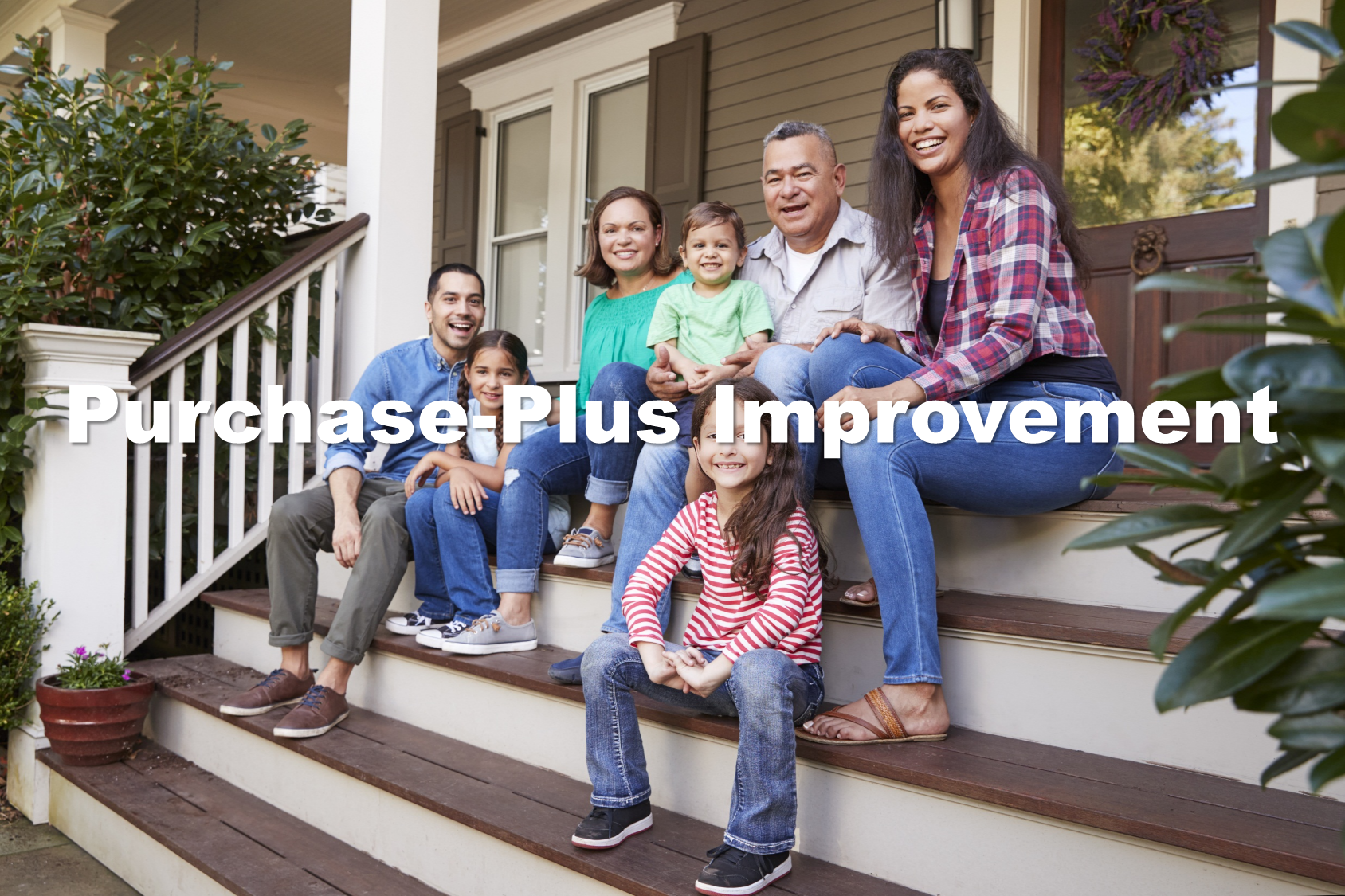 picture of extended hispanic family sitting on front porch steps