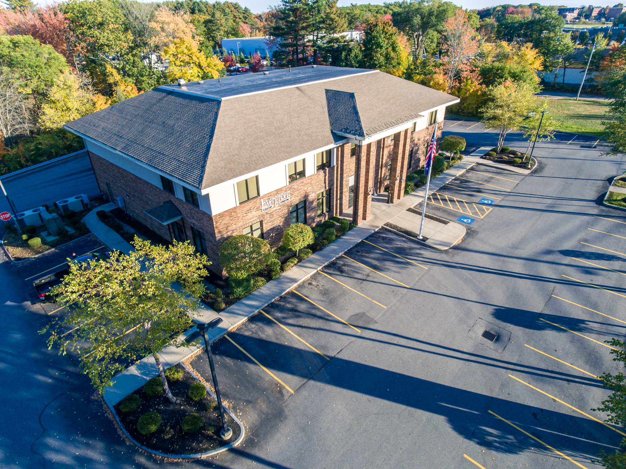 Aerial photo of Evergreen Credit Union Portland Branch