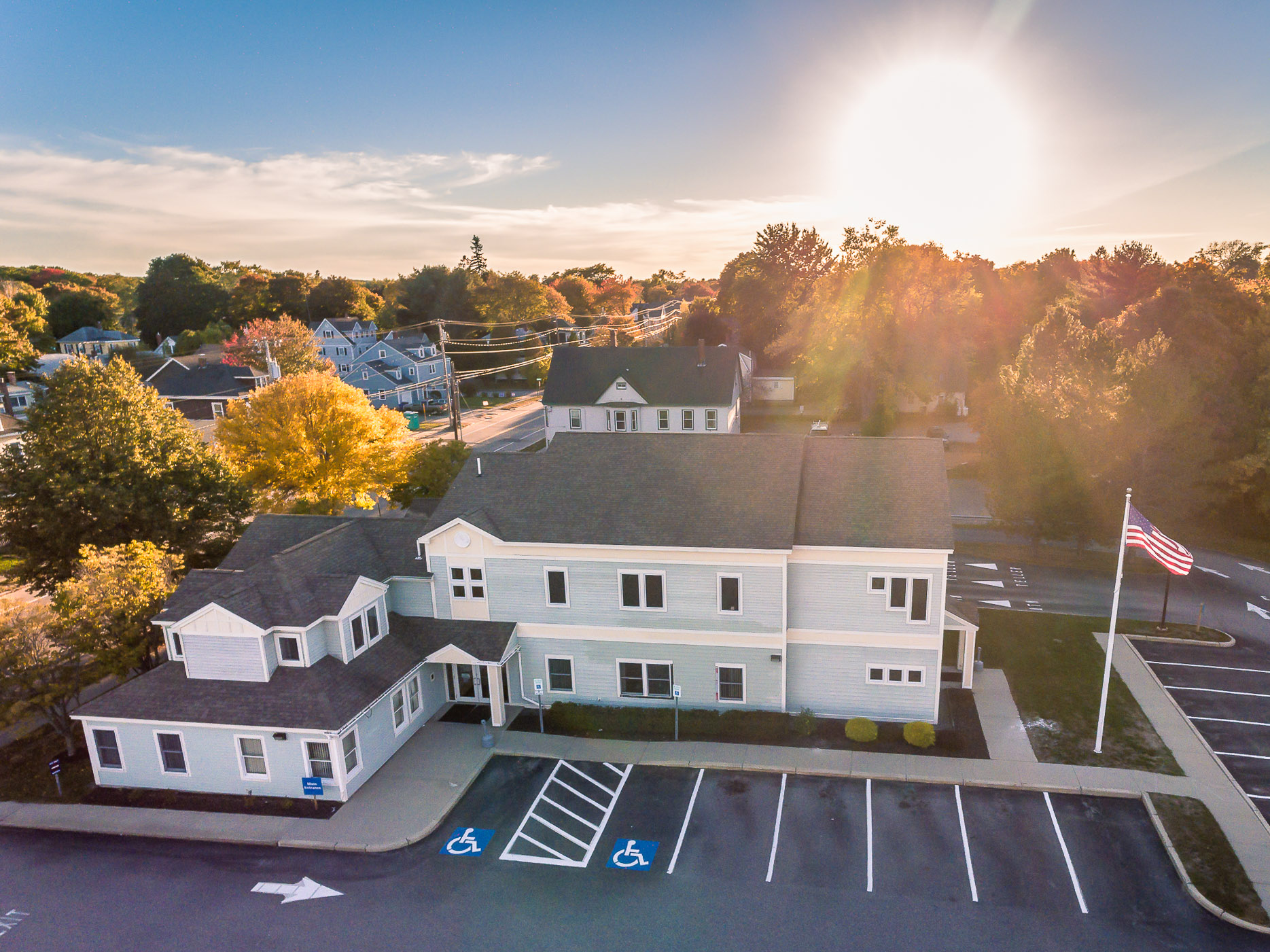 Aerial photo of Evergreen Credit Union South Portland Branch